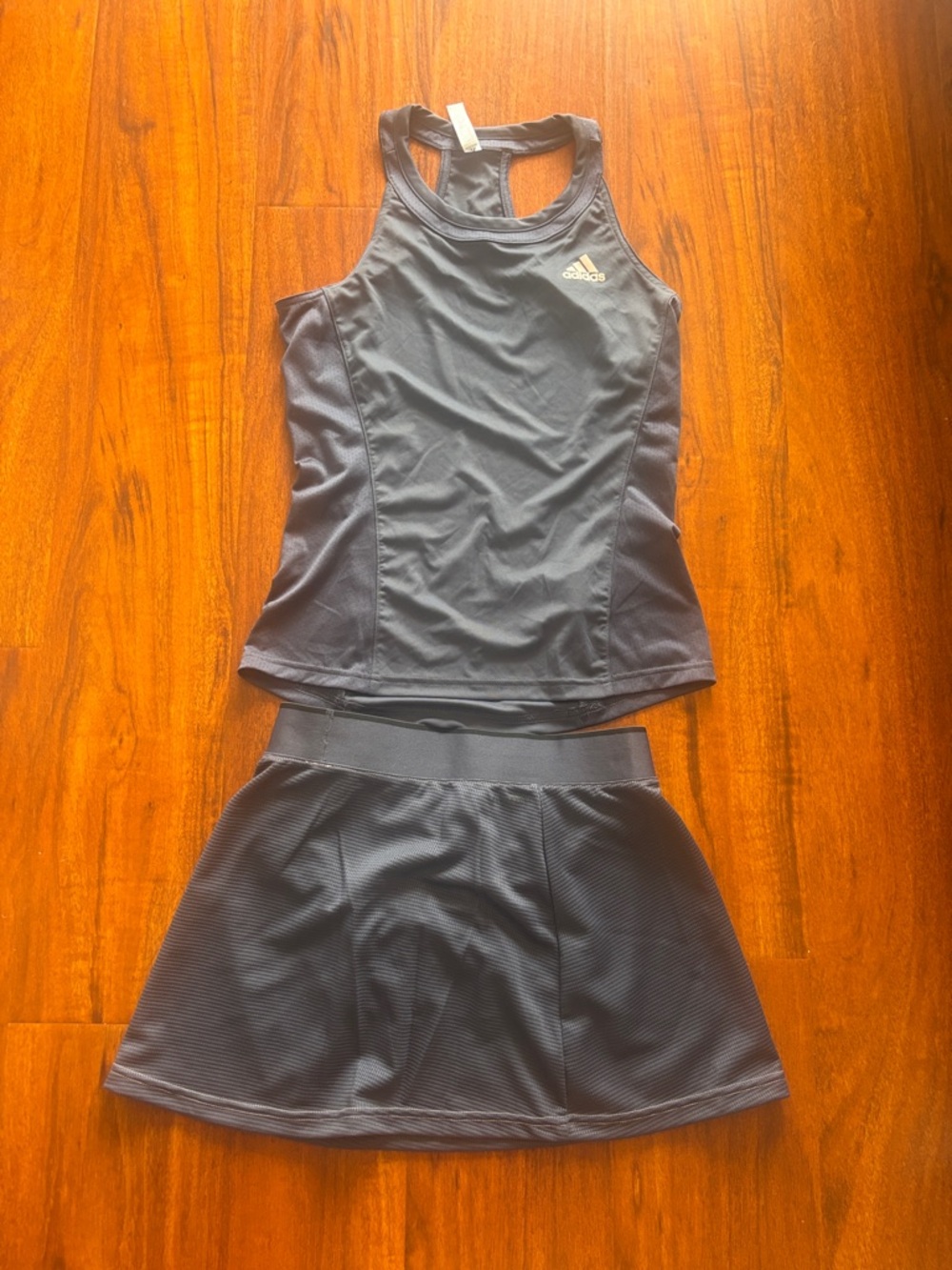 adidas navy Racerback Tank with Matching Black Athletic Skort